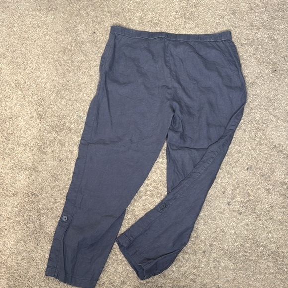 Pure Jill Linen Ankle Gray Pull on Pants 2 Side Pockets Roll Up Sz Xl - Picture 5 of 7